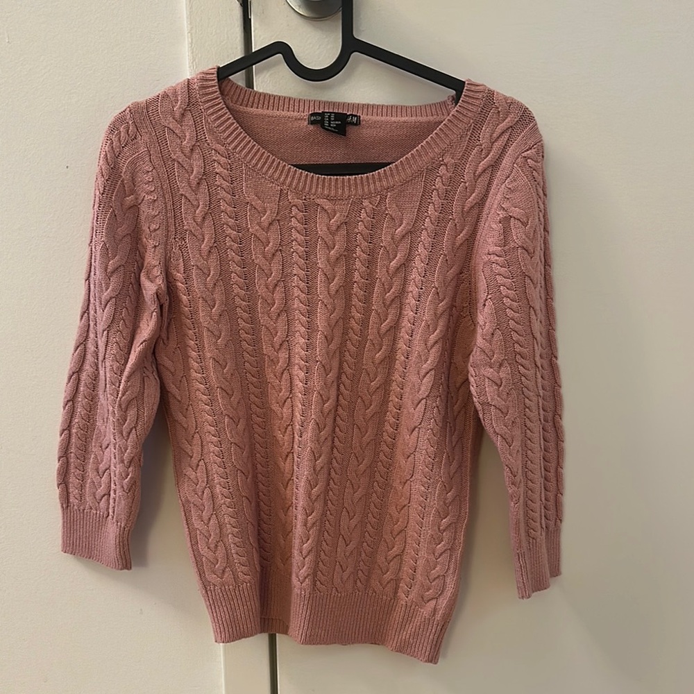 Pink H&M Cable Knit Sweater
